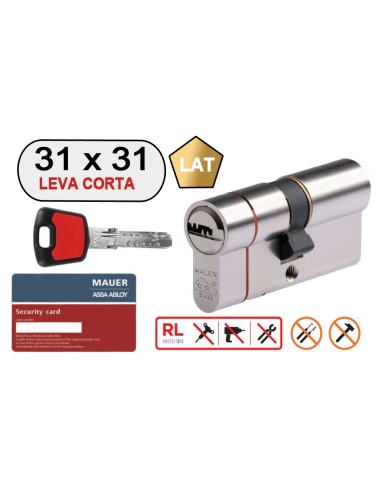 MAUER DOBLE CILINDRO ELITE 2 -RED LINE- 31X31 LAT LEVA CORTA