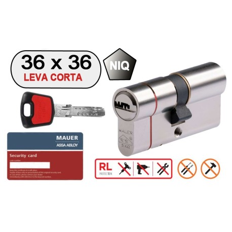 MAUER DOBLE CILINDRO ELITE 2 -RED LINE- 36X36 NIQ LEVA CORTA