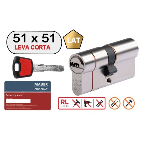 MAUER DOBLE CILINDRO ELITE 2 -RED LINE- 51X51 LAT LEVA CORTA
