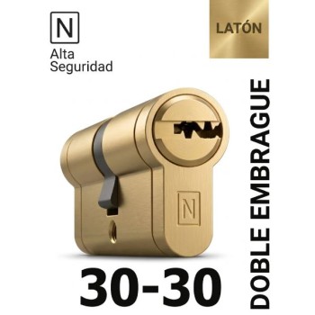 CILINDRO N ALTA SEGURIDAD -HS10- 30X30 LATON -DOBLE EMBRAGUE-