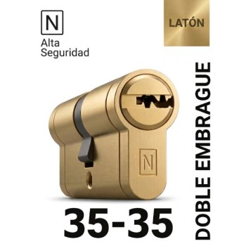 CILINDRO N ALTA SEGURIDAD -HS10- 35X35 LATON -DOBLE EMBRAGUE-