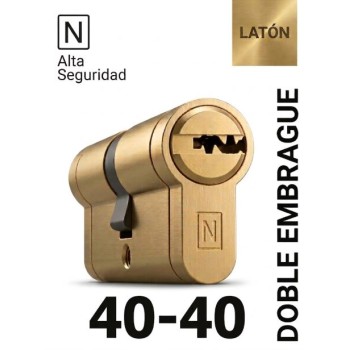 CILINDRO N ALTA SEGURIDAD -HS10- 40X40 LATON -DOBLE EMBRAGUE-