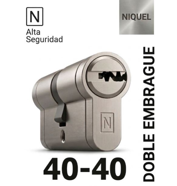 CILINDRO N ALTA SEGURIDAD -HS10- 40X40 NIQ -DOBLE EMBRAGUE-