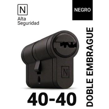 CILINDRO N ALTA SEGURIDAD -HS10- 40X40 NEGRO -DOBLE EMBRAGUE-