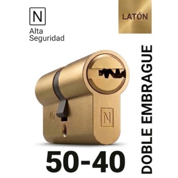 CILINDRO N ALTA SEGURIDAD -HS10- 50X40 LATON -DOBLE EMBRAGUE-