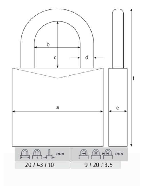 ABUS CANDADO 713/20HB20 KA ARCO L -LLAVES IGUALES