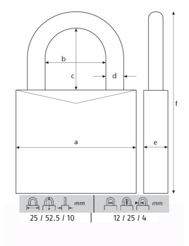 ABUS CANDADO 713/25HB25 KA ARCO L -LLAVES IGUALES