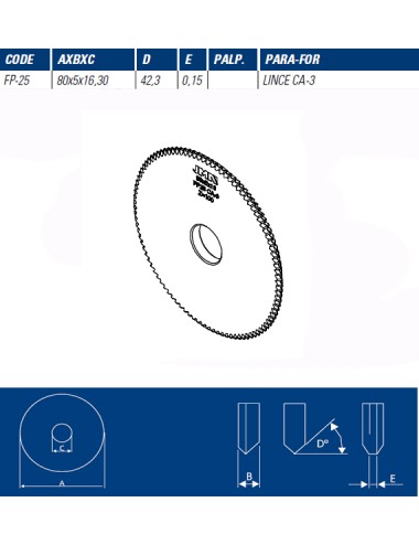JMA FRESA FP25 - 80x5x16-42.3 PARA LINCE